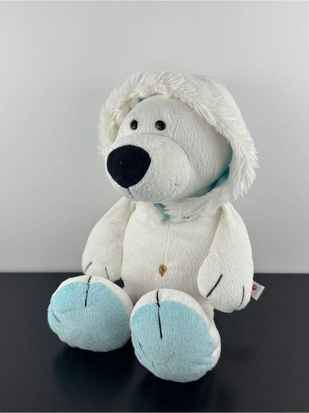 Nici Germany RARE Polar Bear Teddy in White & Blue Hoodie Hood 14” Hoody Plush